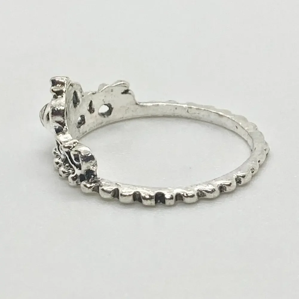 Size 6.75 Silver Tone Princess Crown Ring